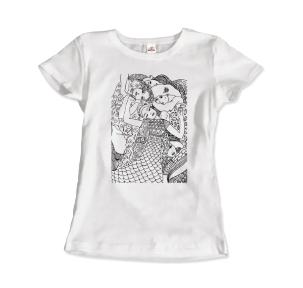 Gustav Klimt The Virgin (Maiden) 1913 Sketch T-Shirt - Image 7