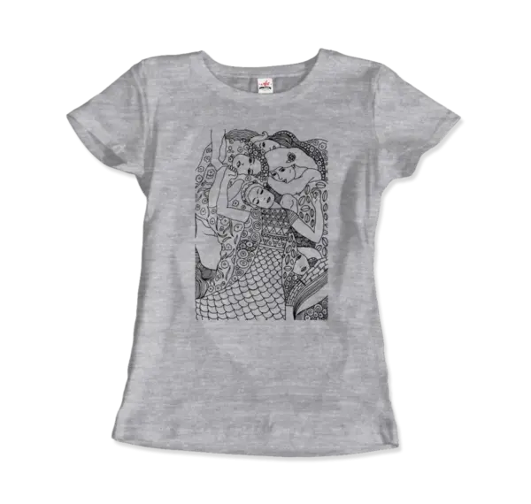 Gustav Klimt The Virgin (Maiden) 1913 Sketch T-Shirt - Image 8