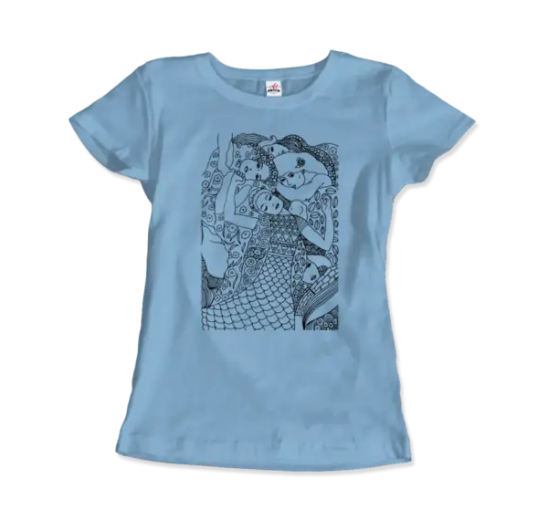 Gustav Klimt The Virgin (Maiden) 1913 Sketch T-Shirt - Image 9