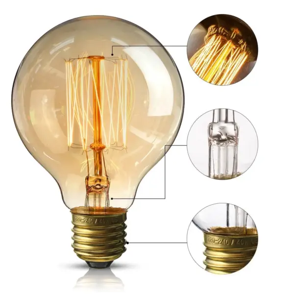E26 G95 60W Vintage Retro Industrial Filament Dimmable Bulb~1049 - Image 6