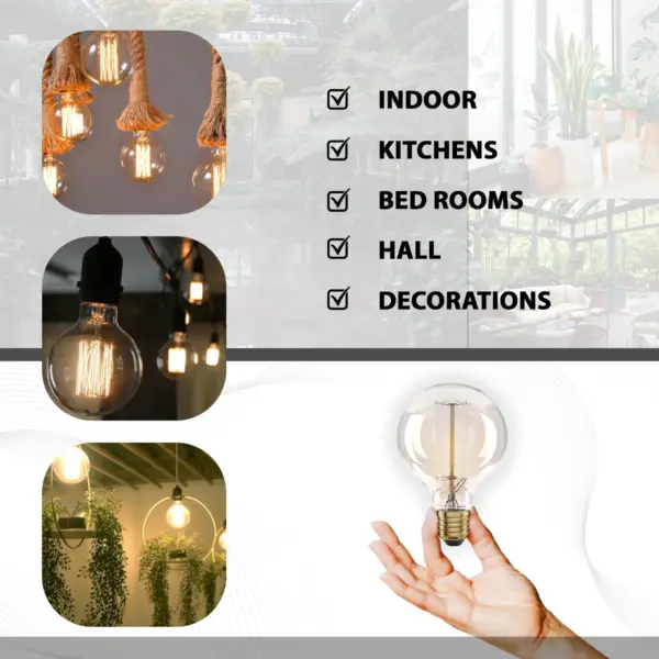 E26 G95 60W Vintage Retro Industrial Filament Dimmable Bulb~1049 - Image 7