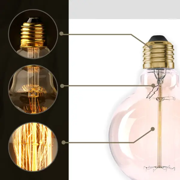E26 G95 60W Vintage Retro Industrial Filament Dimmable Bulb~1049 - Image 8