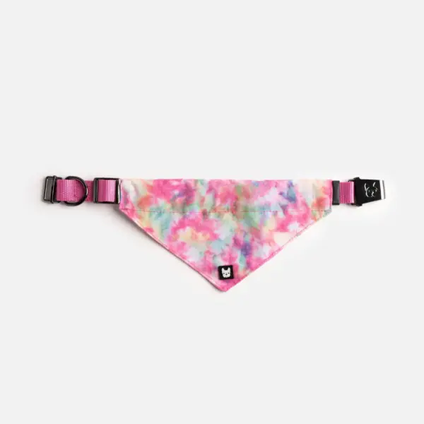 Pink Tie-Dye Poplin Dog Bandana Collar Adjustable & Stylish Pet Accessory - Image 4