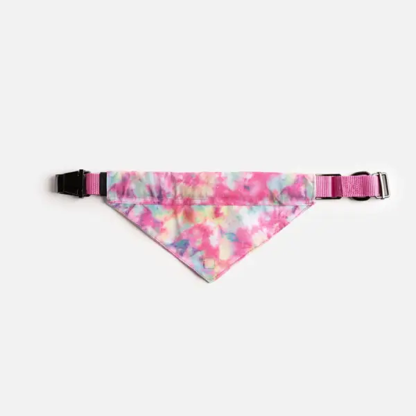 Pink Tie-Dye Poplin Dog Bandana Collar Adjustable & Stylish Pet Accessory - Image 5
