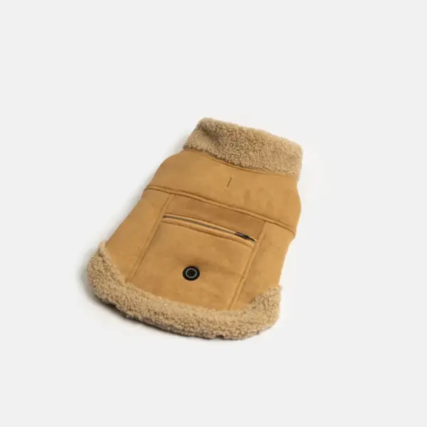 Millie Dog Jacket Vegan Suede with Sherpa Trim & Poop Bag Dispenser - Image 2