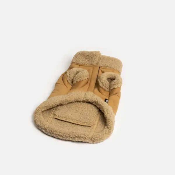 Millie Dog Jacket Vegan Suede with Sherpa Trim & Poop Bag Dispenser - Image 3