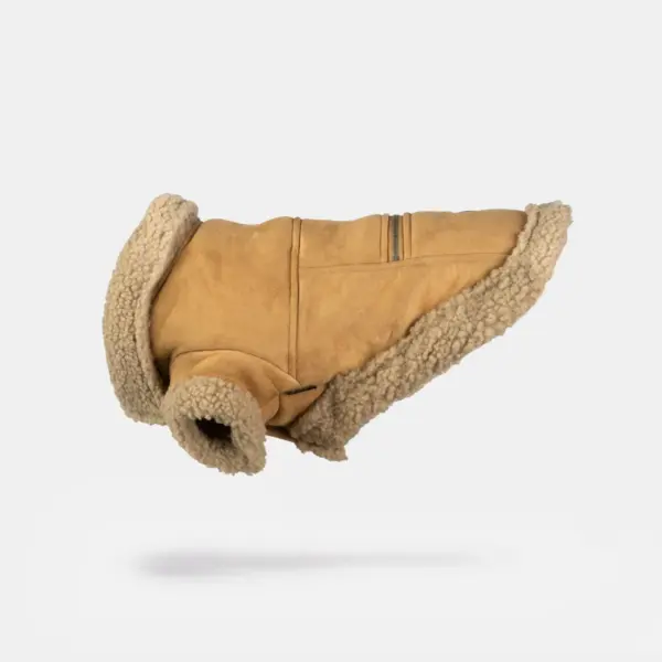 Millie Dog Jacket Vegan Suede with Sherpa Trim & Poop Bag Dispenser - Image 4
