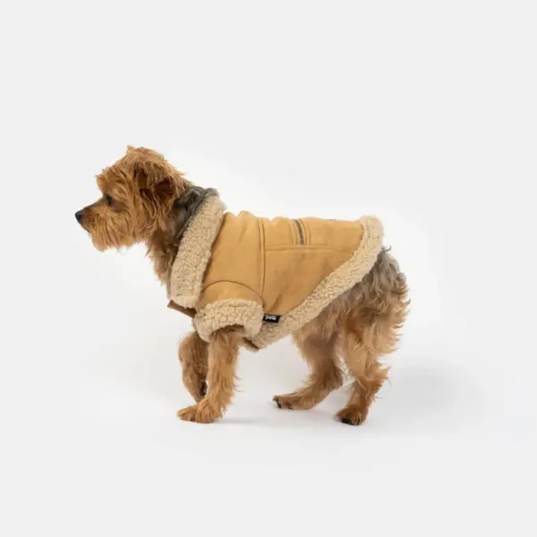 Millie Dog Jacket Vegan Suede with Sherpa Trim & Poop Bag Dispenser - Image 5