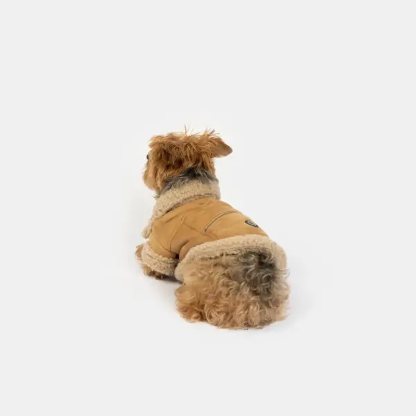 Millie Dog Jacket Vegan Suede with Sherpa Trim & Poop Bag Dispenser - Image 6