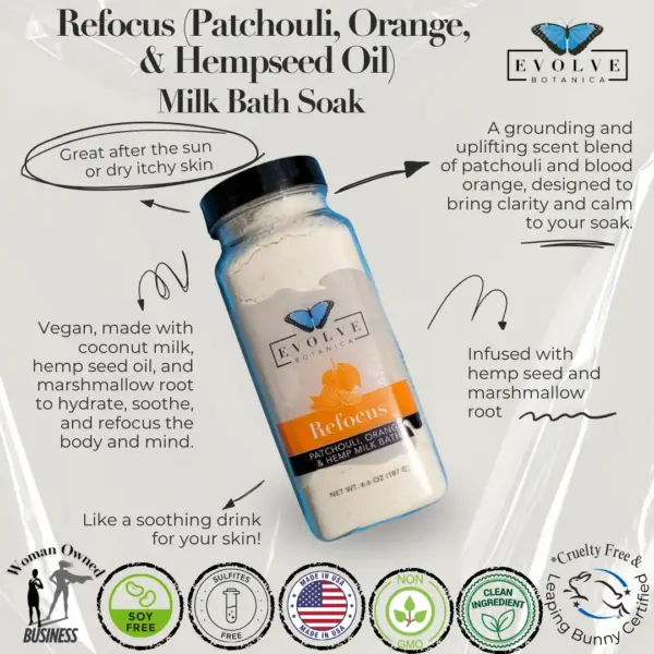 Milk Bath - Refocus (Patchouli, Orange, & Hempseed Oil) - Image 2