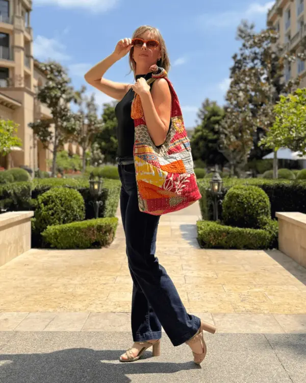 Kathmandu Collection Kantha Patchwork Hobo Bag - Image 9