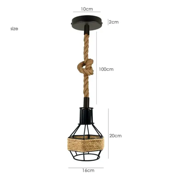 Vintage Hemp rope Hanging Pendant Light~1107 - Image 3
