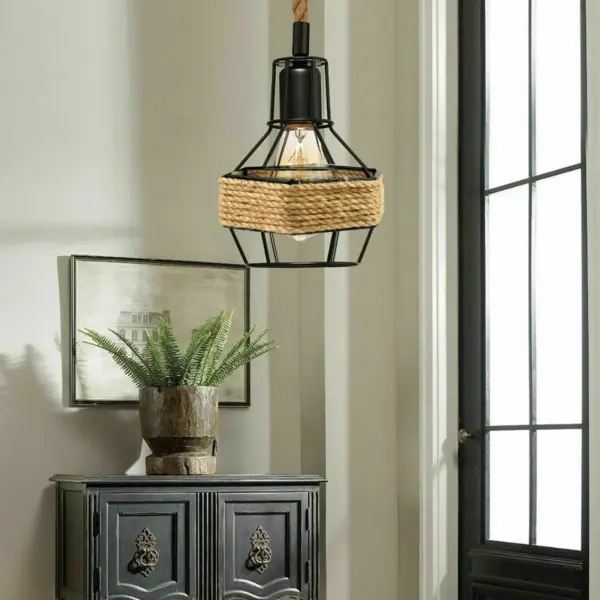 Vintage Hemp rope Hanging Pendant Light~1107 - Image 7