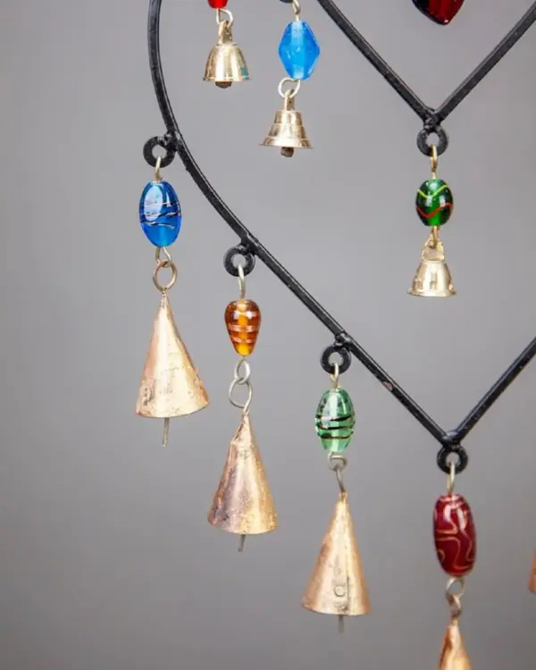 Double Heart Glass Beads Brass bells hanging - Image 4