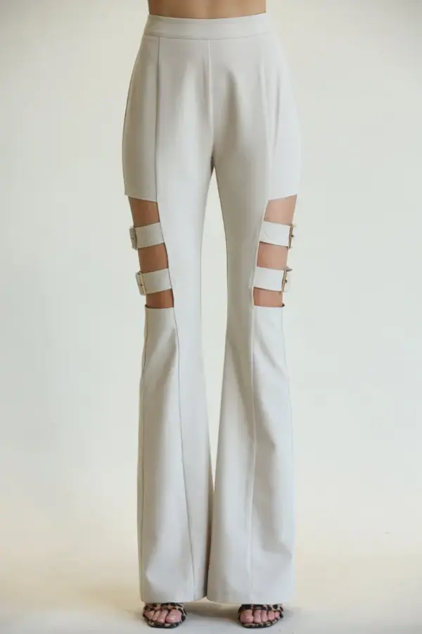 Lola- High Waisted Belted Bell Bottom Pants - Image 4