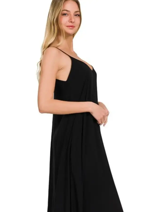 Zenana Woven Arc Hem Cami Dress With Flowy Pockets - Image 3