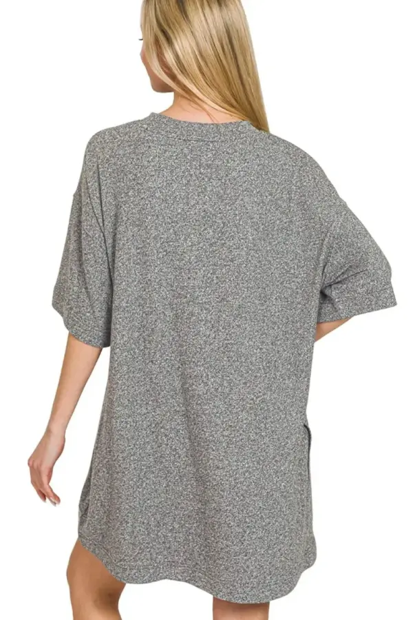 Zenana Soft Melange Hacci T-shirts Dress - Image 2