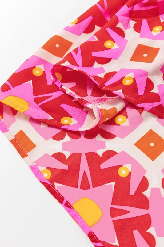 Women Strawberry Geo Print V-neck Maxi Dress - Image 8