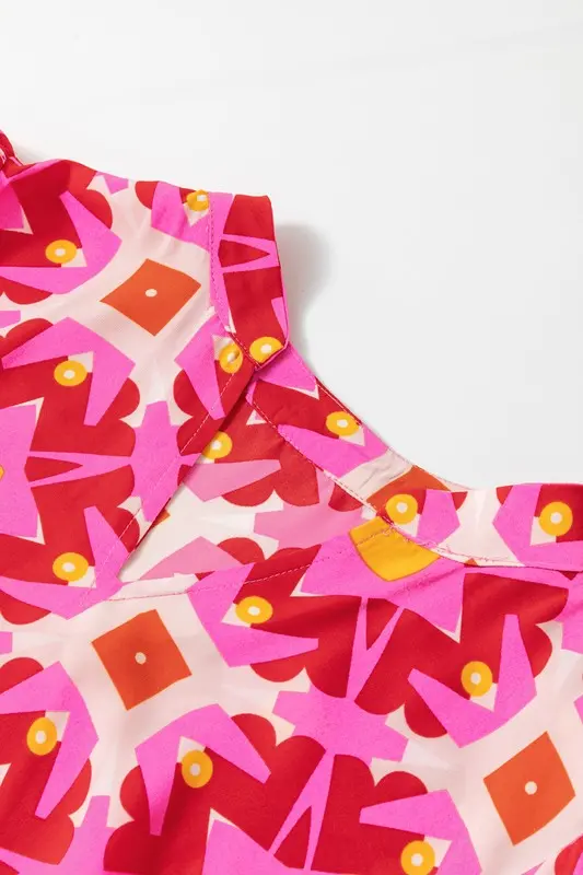 Women Strawberry Geo Print V-neck Maxi Dress - Image 9