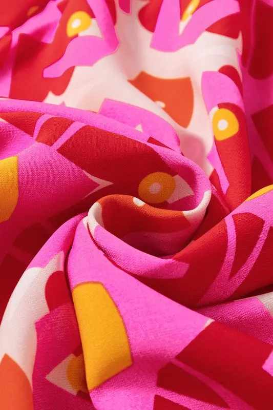 Women Strawberry Geo Print V-neck Maxi Dress - Image 12