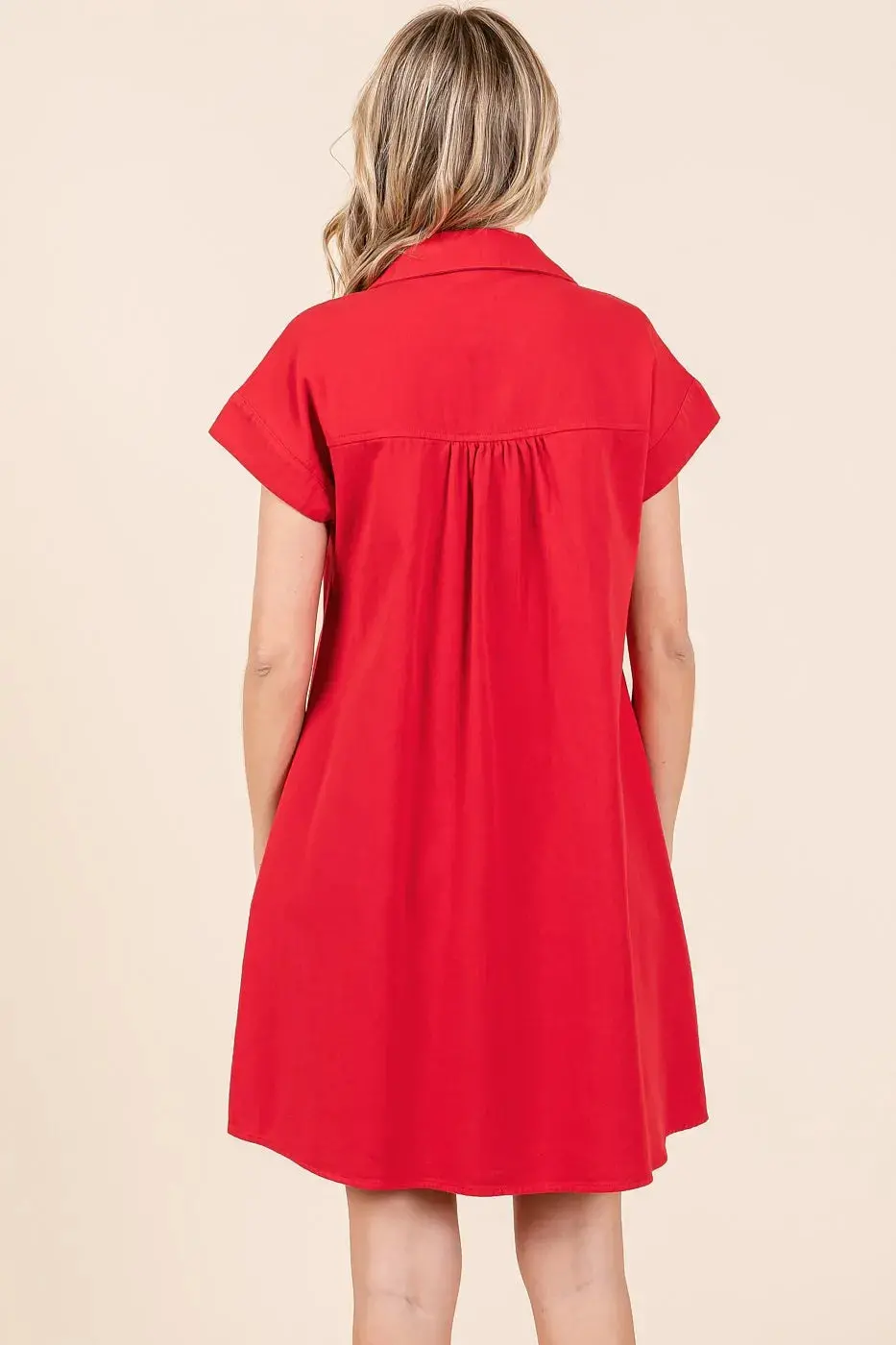 Mittoshop Twill Short Sleeve Collared Mini Dress - Image 5