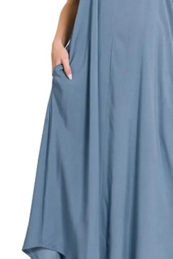 Zenana Woven Arc Hem Cami Dress With Flowy Pockets - Image 3