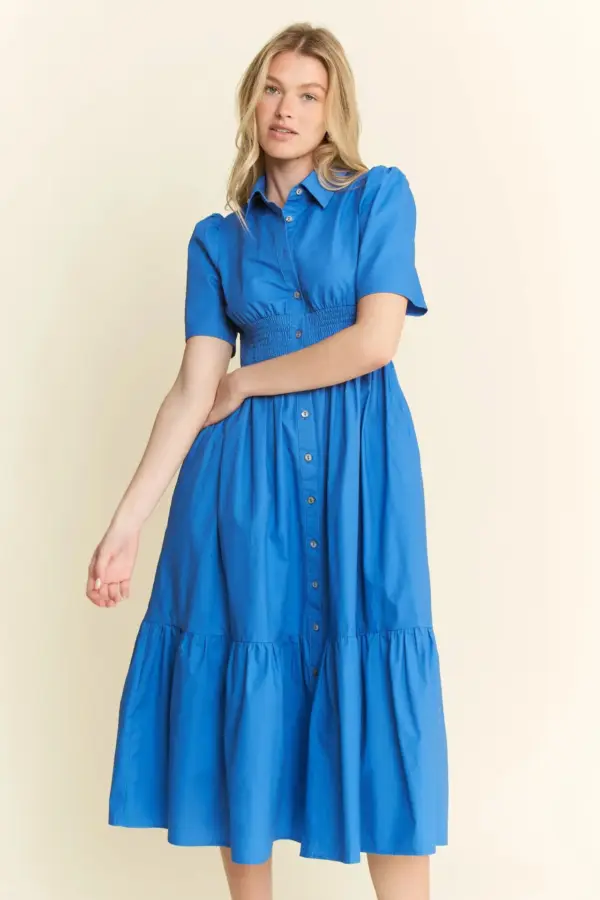 Jade By Jane Short Sleeve Button Down Midi Dress - Image 2