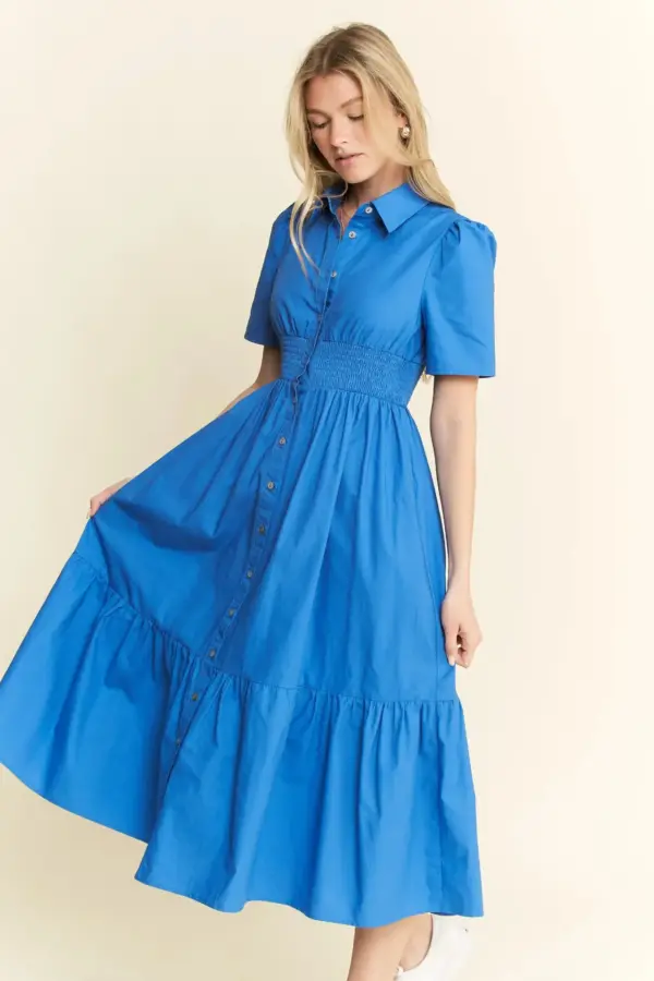 Jade By Jane Short Sleeve Button Down Midi Dress - Image 3