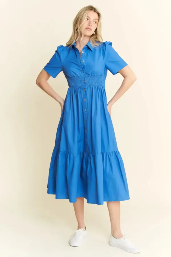 Jade By Jane Short Sleeve Button Down Midi Dress - Image 5