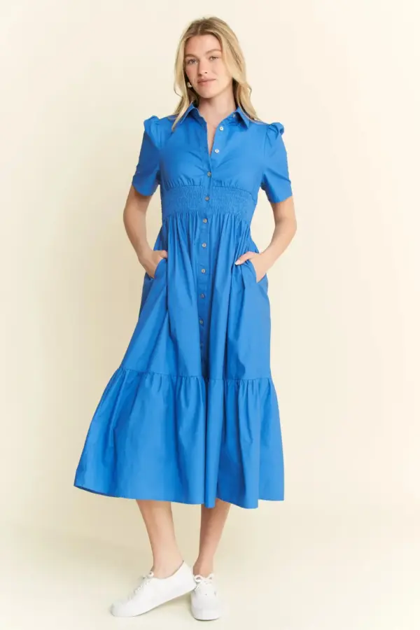 Jade By Jane Short Sleeve Button Down Midi Dress - Image 6