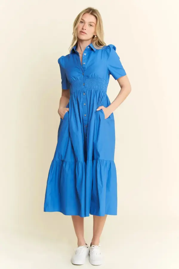 Jade By Jane Short Sleeve Button Down Midi Dress - Image 7