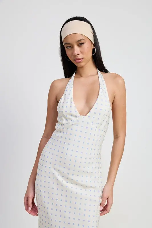 V NECK MAXI DRESS WITH NECK TIE - Image 2