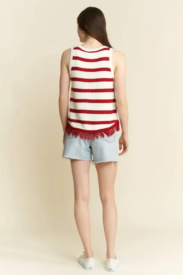 Jade By Jane Full Size American Flag Fringe Tank Top Plus Size - Image 9