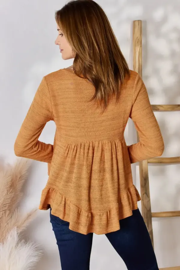 Hailey & Co Full Size V-Neck Flounce Sleeve Blouse - Image 4