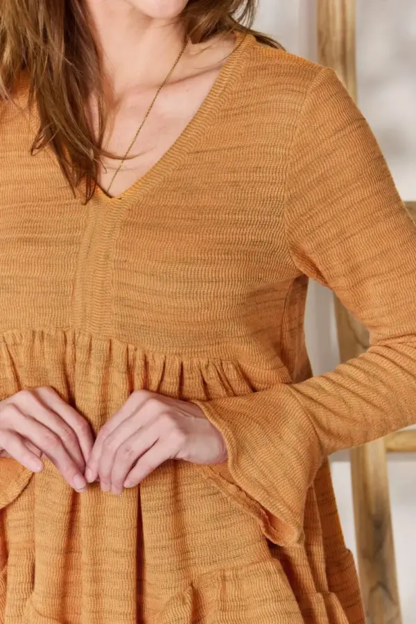 Hailey & Co Full Size V-Neck Flounce Sleeve Blouse - Image 6