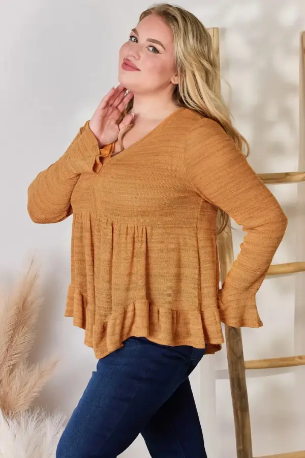 Hailey & Co Full Size V-Neck Flounce Sleeve Blouse - Image 8
