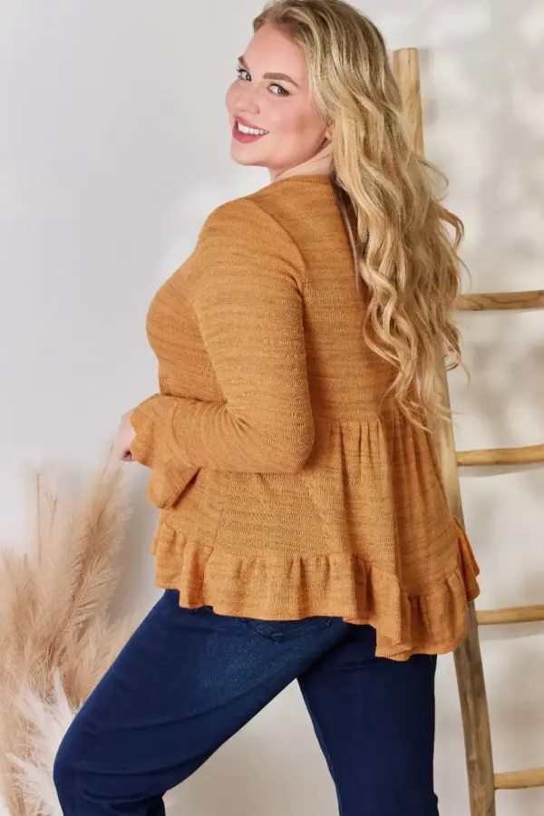 Hailey & Co Full Size V-Neck Flounce Sleeve Blouse - Image 10