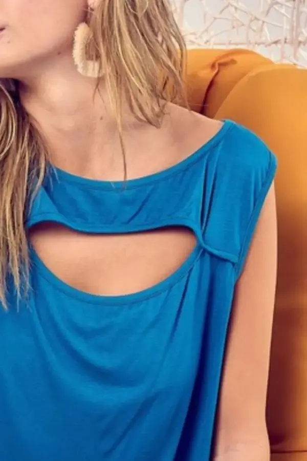 BiBi Rayon Span Knit With Cut Out Front Sleeveless Top - Image 3
