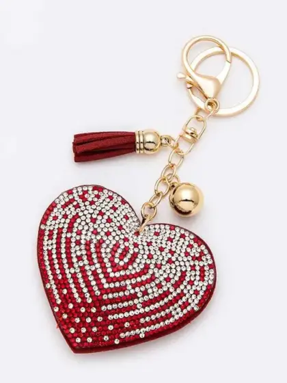 Iconic Rhinestone Heart Pillow Key Chain