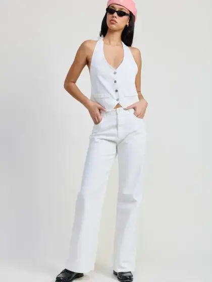 FOLDED FITTED DENIM PANTS
