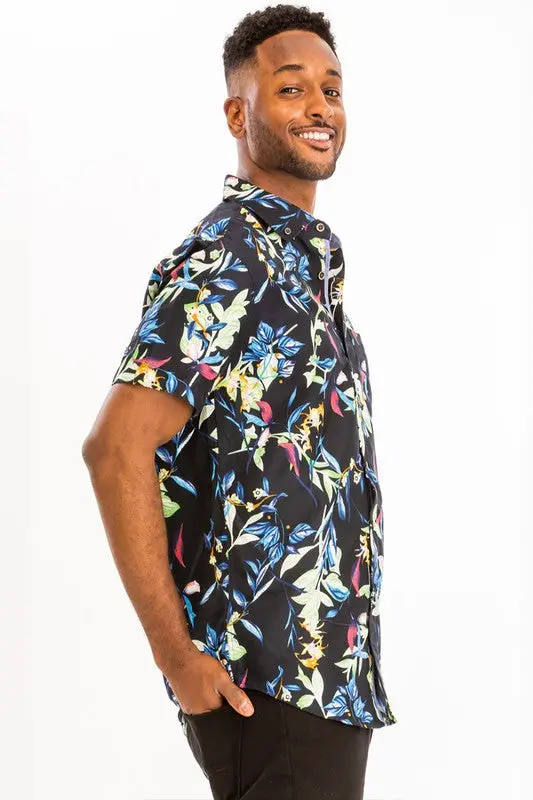 Weiv Mens Print Hawaiian Button Down Shirt - Image 2