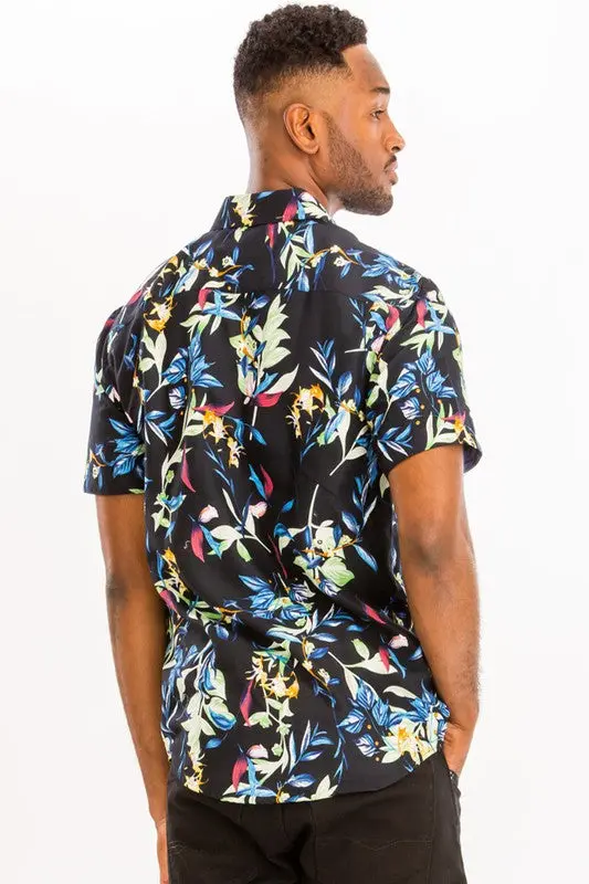 Weiv Mens Print Hawaiian Button Down Shirt - Image 3