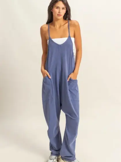 HYFVE Relaxed Fit Mineral Washed Overalls with Pockets