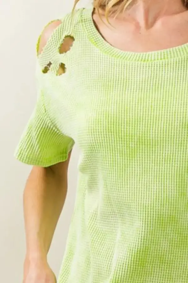 BiBi Laser Cut Mineral Washed Loose Fit Thermal Top - Image 3