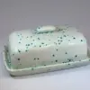 Butter Dish, Speckled Green Glaze