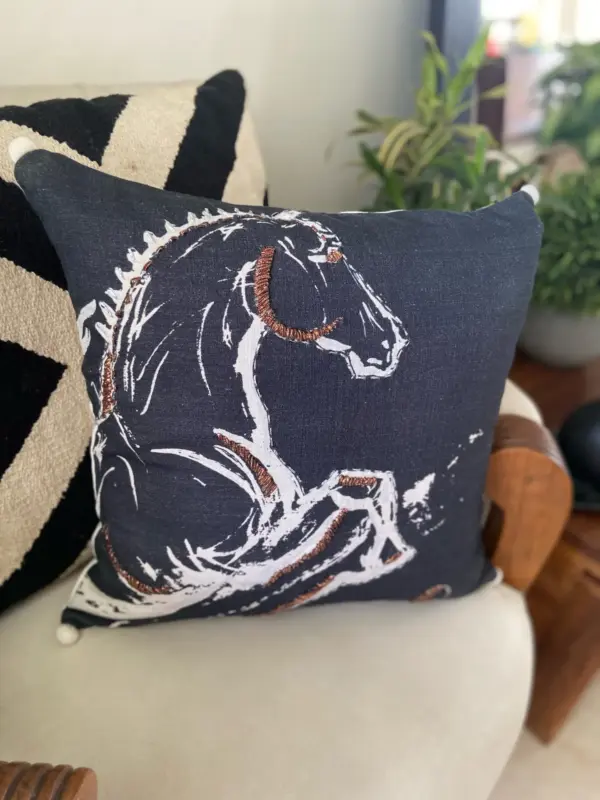 Embroidered 18"x18" Black Decorative Pillow - Image 2