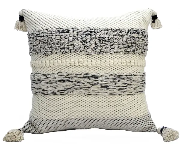 Modern 22" X 22" Throw Pillow for couch with Tassels - Image 2