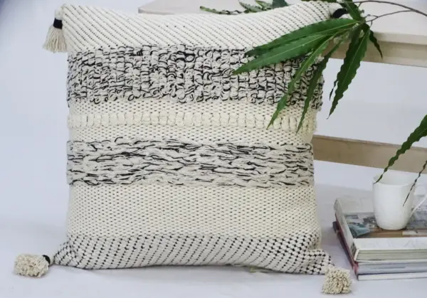 Modern 22" X 22" Throw Pillow for couch with Tassels - Image 3