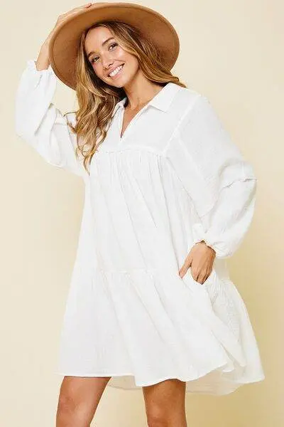 Ces Femme Johnny Collar Balloon Sleeve Mini Dress - Image 2