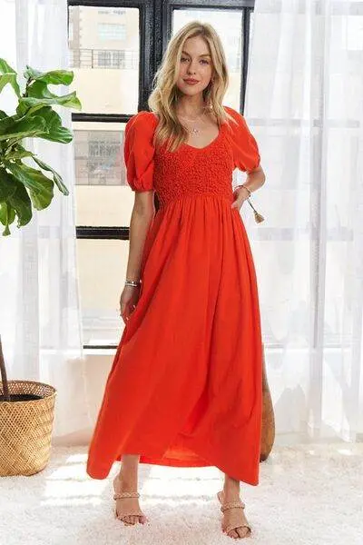 ADORA Popcorn Smocked Puff Sleeve Dress - Image 2